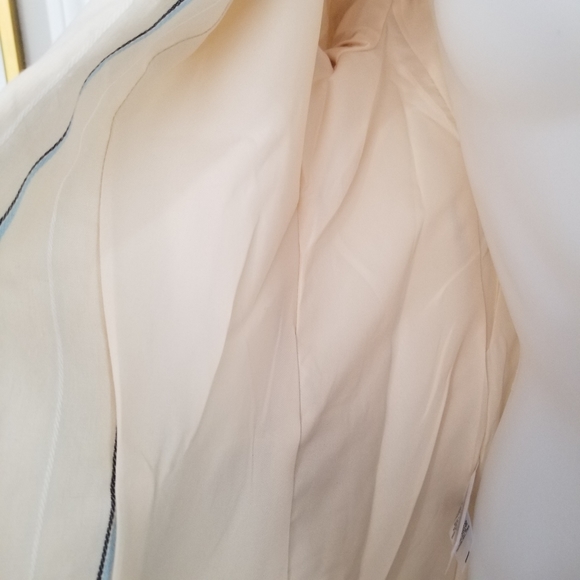 LOFT Linen Blend Cream Striped Cropped Blazer 2 NWT - Picture 10 of 15